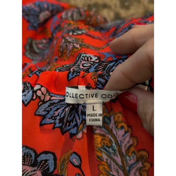 Collective Concepts Women's Red Floral Keyhole Halter Neck Tank Top Size Large - Picture 5 of 9